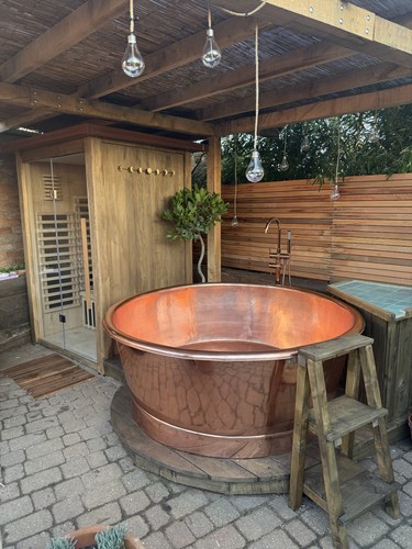 Large hand crafted copper hot - copper,